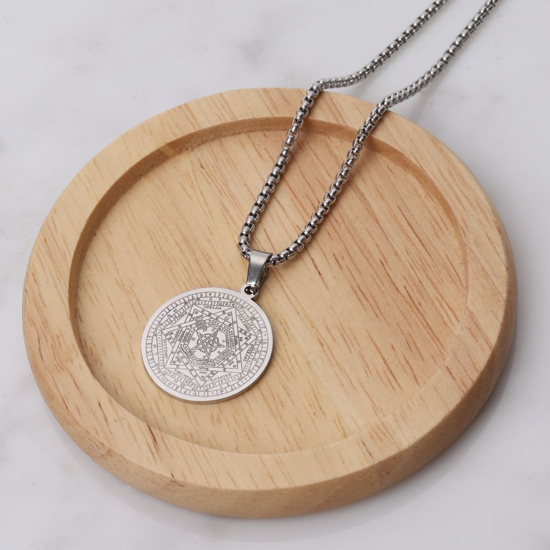 Halskette Aemeth Seal – 7 Erzengel John Dee – Edelstahl – Silber