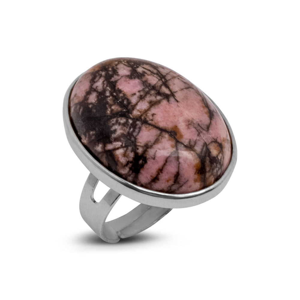 Rhodonit-Ring – Cabochon-Edelstein – Akzeptanz