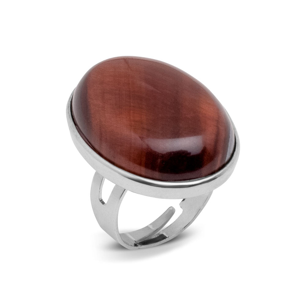 Roter Tigerauge-Ring – Cabochon-Edelstein – Zielstrebigkeit