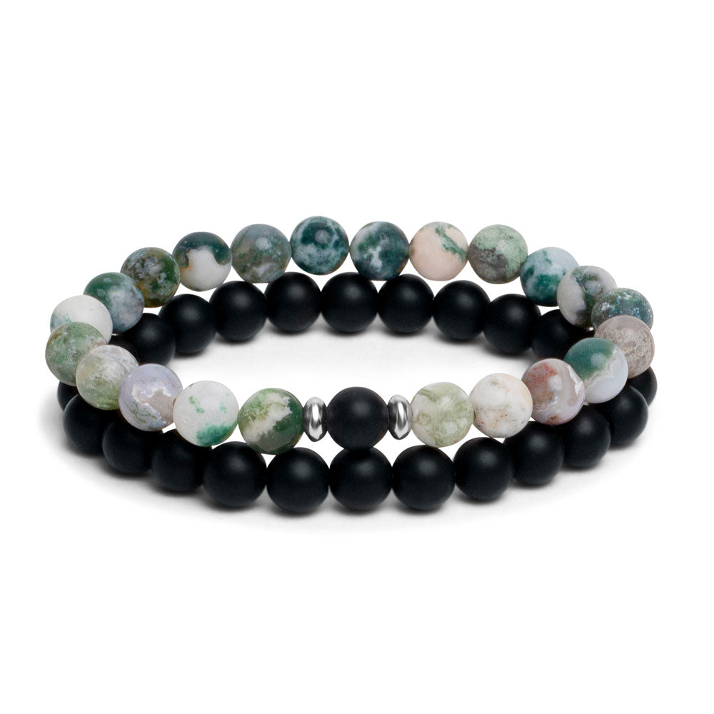 2er-Set – Freundschaftsarmbänder Achat – Baumachat & Onyx – Armband-Set