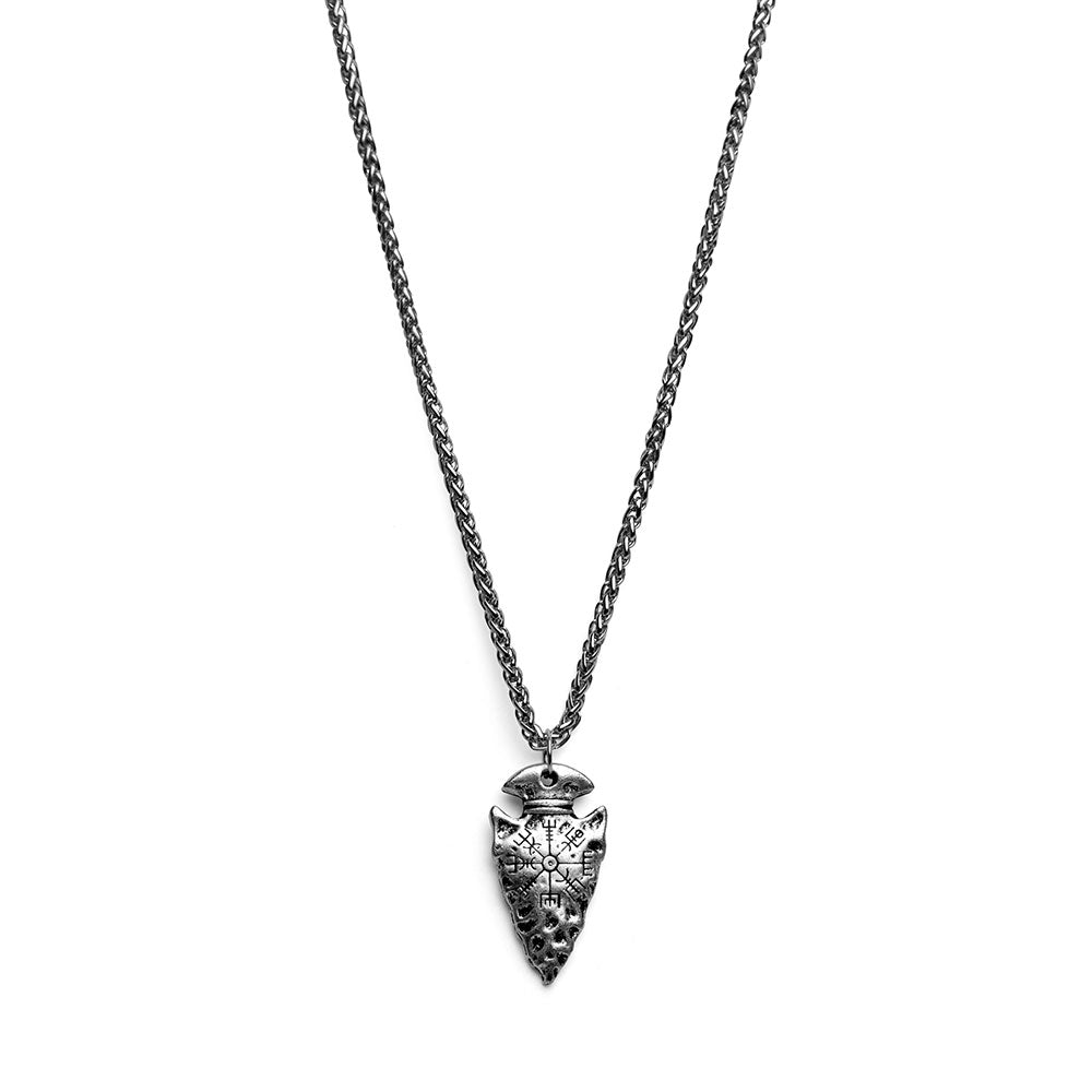 Speerspitzen-Halskette – Wikinger-Halskette – Vegvisir – Edelstahl