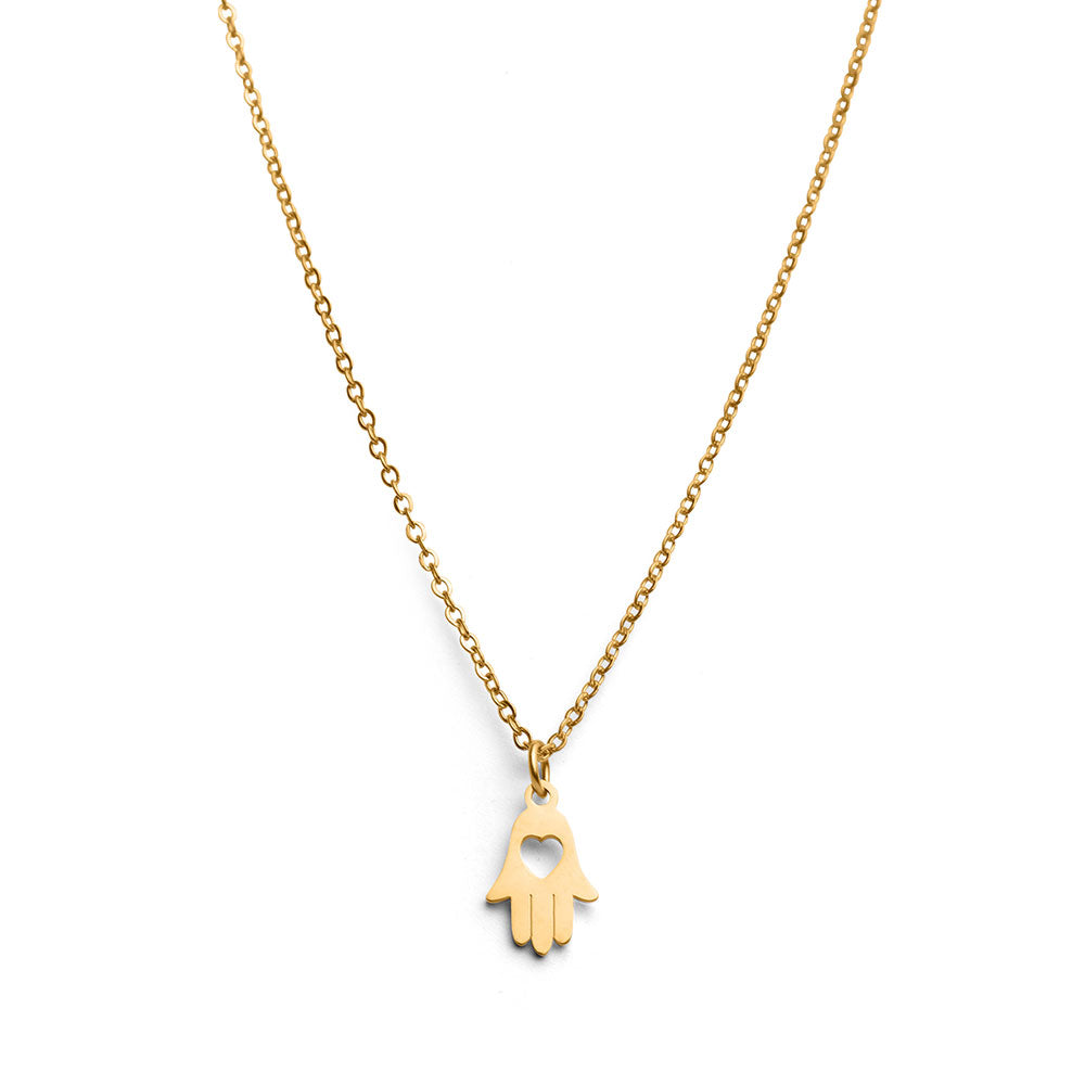 Hamsa-Halskette – Edelstahl – Hand der Fatima – Gold