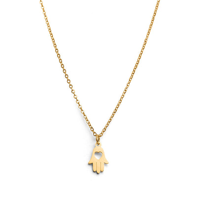 Hamsa-Halskette – Edelstahl – Hand der Fatima – Gold