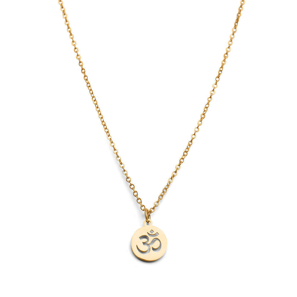 Ohm-Halskette – Edelstahl – Mantra-Münze – Gold