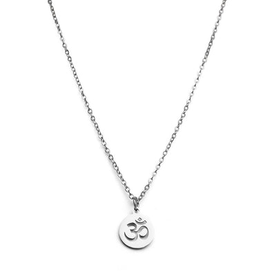 Ohm-Halskette – Edelstahl – Mantra-Münze – Silber