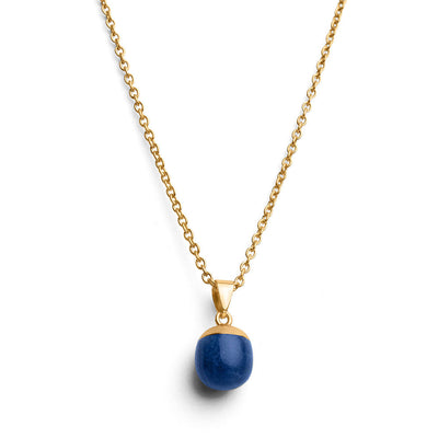 Lapislazuli-Halskette und Anhänger – Rundschliff – in Gold getaucht – Kreativität