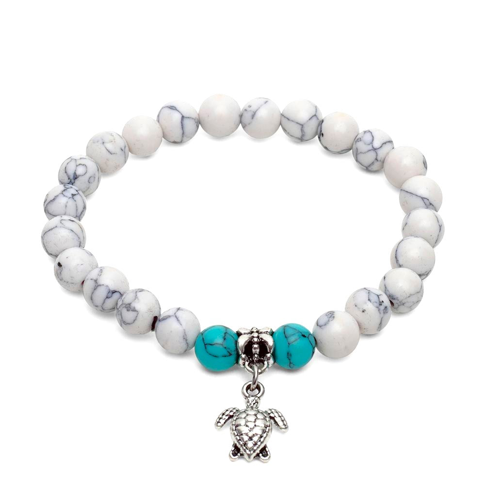 Balance-Armband – Howlith und Turquenit – Schildkröte – Geduld