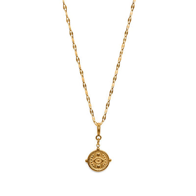 Halskette mit bösem Blick – Anhänger mit Nazar-Münze – Edelstahl – Gold