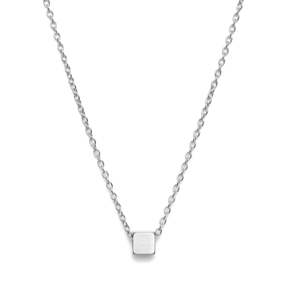 Minimalistische Halskette Würfel – Edelstahl – Würfel – Silber