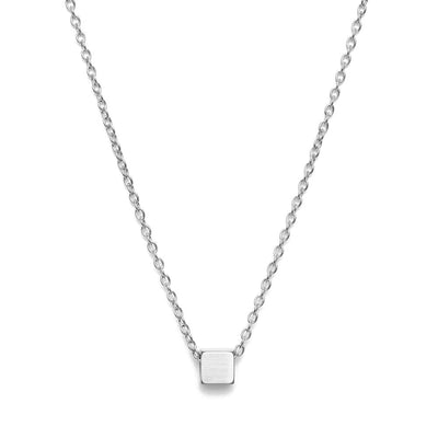 Minimalistische Halskette Würfel – Edelstahl – Würfel – Silber