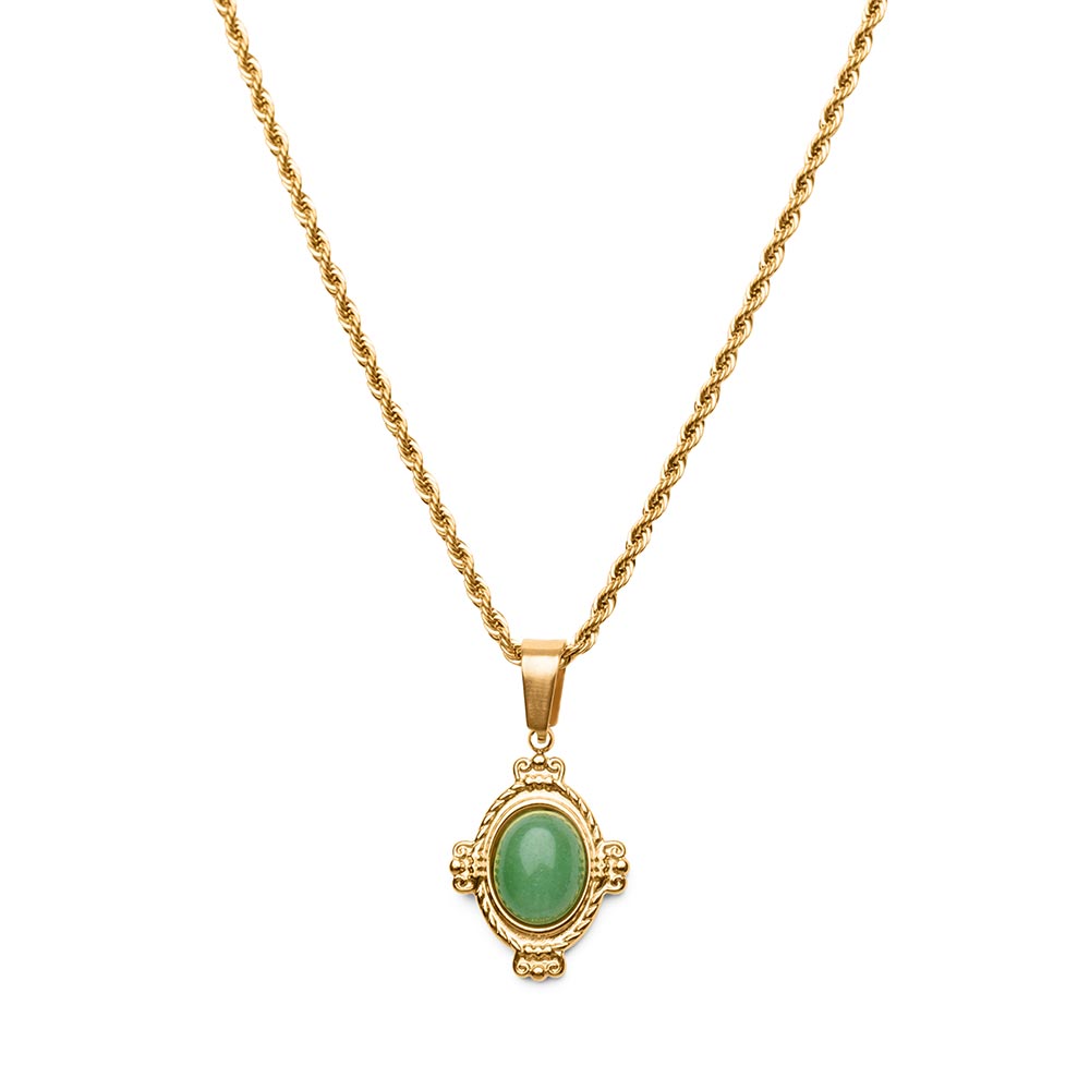 Aventurin Halskette Retro - Cabochonschliff - Edelstein Halskette