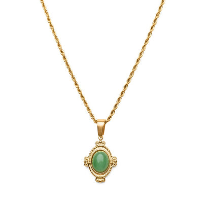 Aventurin Halskette Retro - Cabochonschliff - Edelstein Halskette