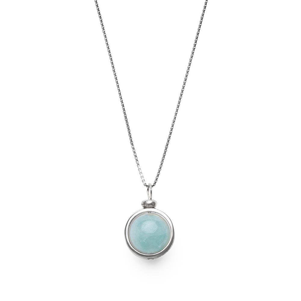 Aquamarin-Halskette – Edelstein-Anhänger – 925er Sterlingsilber – beruhigend