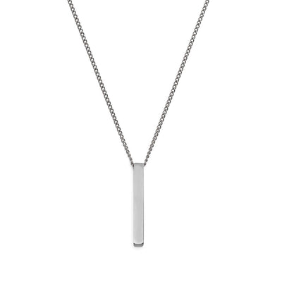 Minimalistische Halskette – Stabwürfel-Anhänger – Edelstahl – Silber