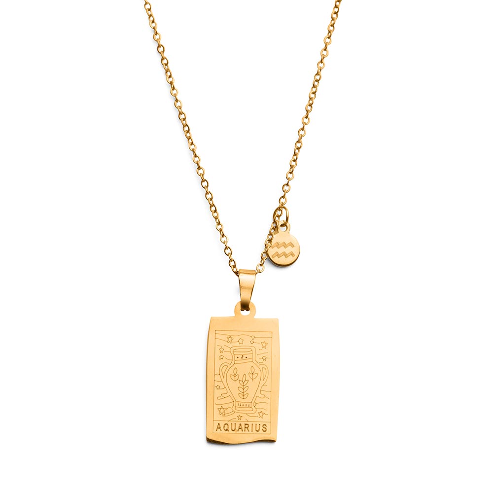 Sternzeichen-Halskette Sternzeichen – Edelstahl – 18 Karat vergoldet – Horoskop-Halskette