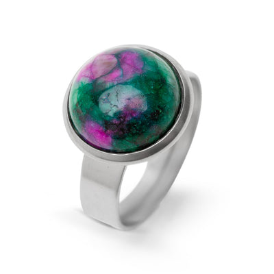 Zoisit-Rubin-Ring – Cabochon-Edelstein – Edelstahl – Entschlossenheit