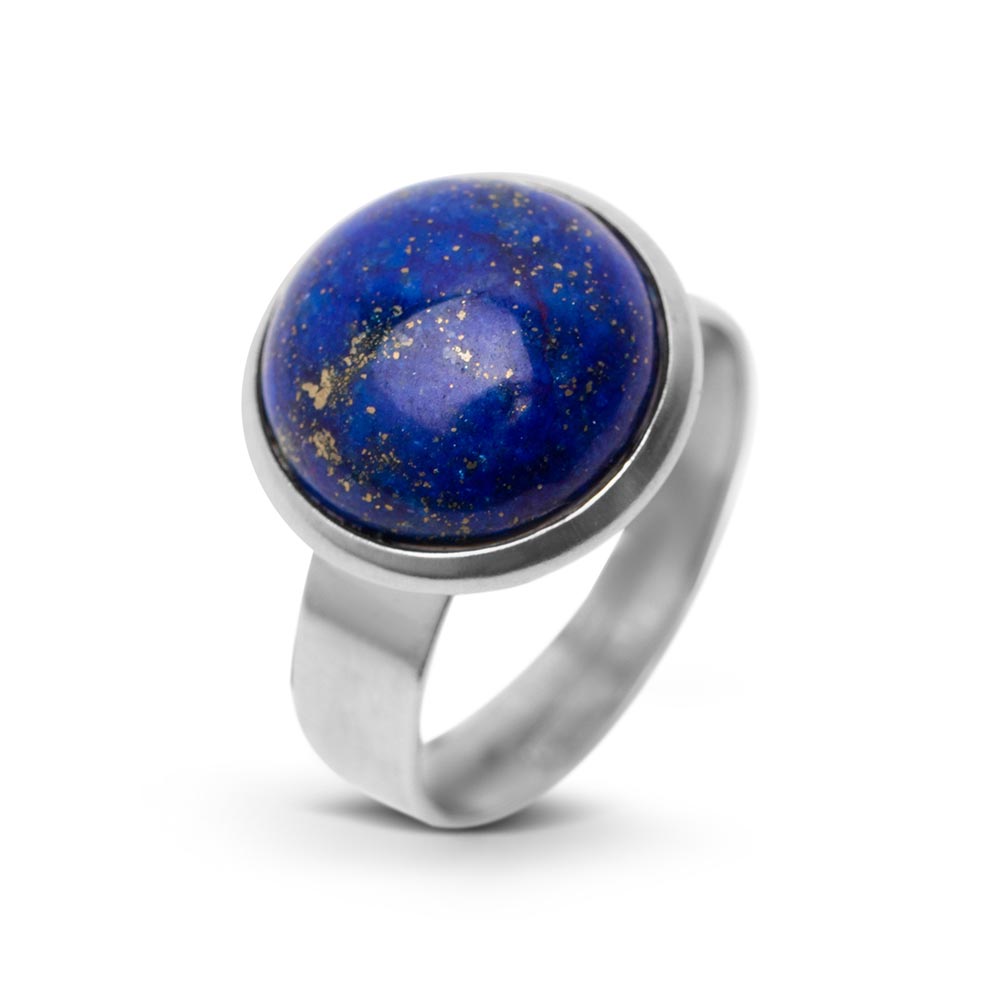 Lapislazuli-Ring – Cabochon-Edelstein – Edelstahl – Freundschaft