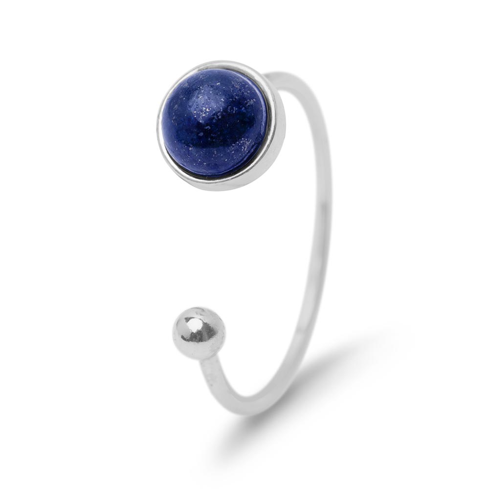 Lapislazuli-Ring – 925er Sterlingsilber – offener Edelsteinring – Kreativität