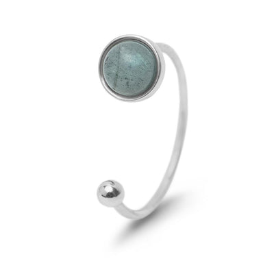 Labradorit-Ring – 925er Sterlingsilber – offener Edelsteinring – Schutz