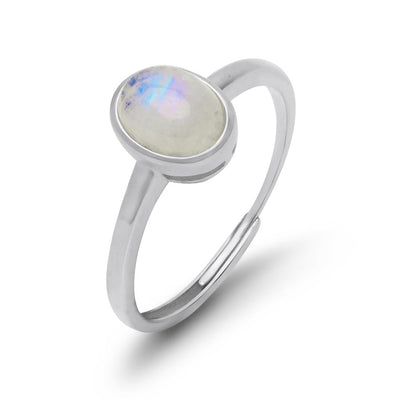 Mondsteinring – platiniert – verstellbar – Intuition