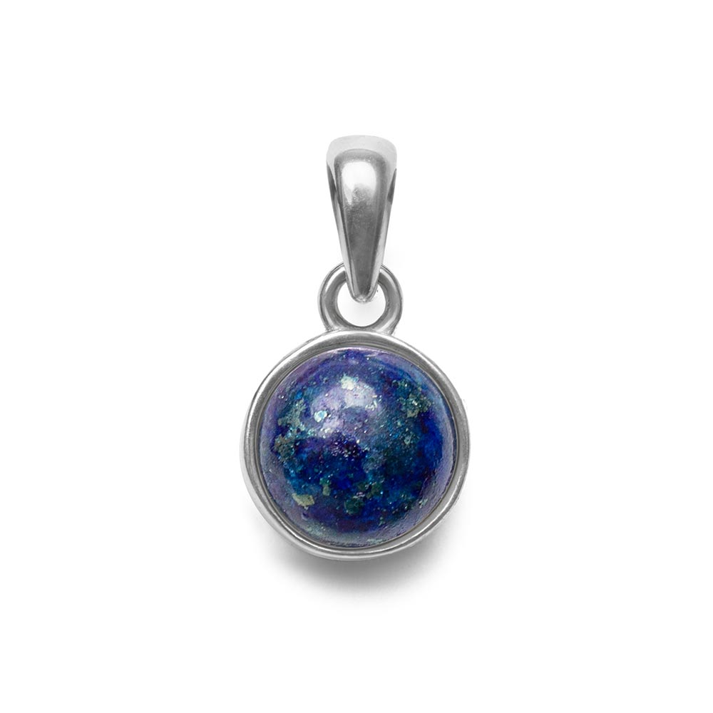 Lapislazuli-Halskettenanhänger – Rundschliff – 925er Sterlingsilber