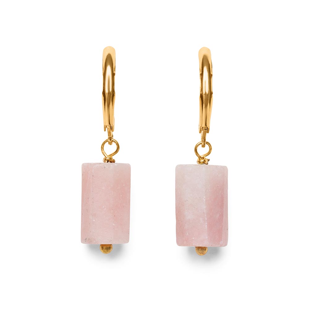 Anden-Opal-Ohrringe – Rosa Opal – Edelstein-Ohrringe – Edelstahl Gold – Lebensfreude