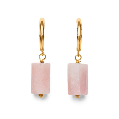 Anden-Opal-Ohrringe – Rosa Opal – Edelstein-Ohrringe – Edelstahl Gold – Lebensfreude