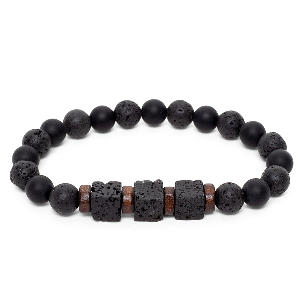 Balance-Armband – Onyx & Lavastein – Lavawürfel Würfel
