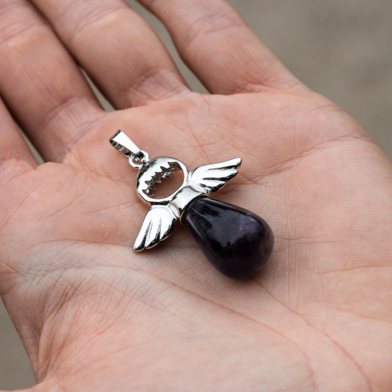 Amethyst Anhänger - Engel Anhänger - Edelstein Engel - Balance