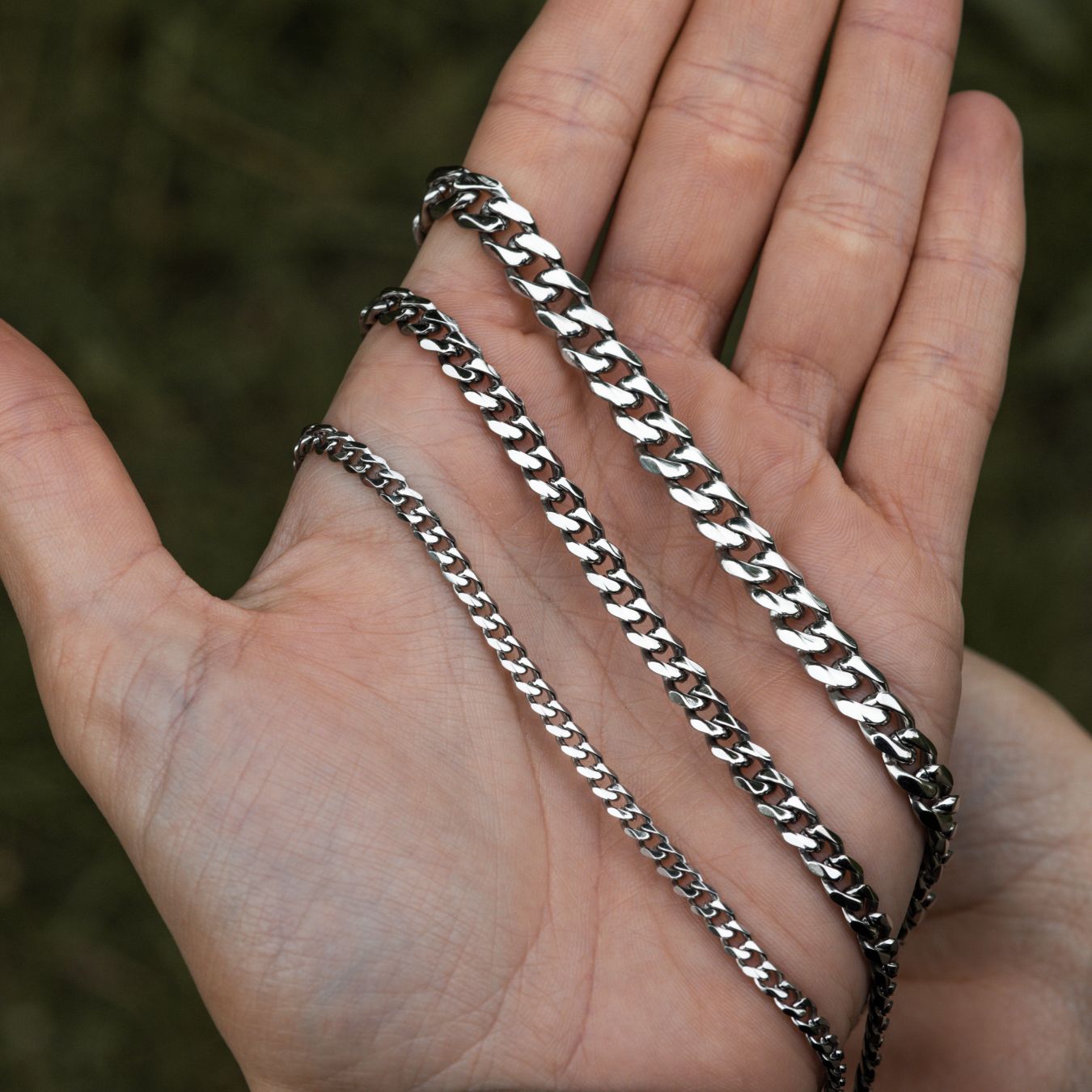 Gliederkette Edelstahl - Kubanisches Kettenglied - Edelstahl Silber - 3 MM - 5 MM - 7 MM