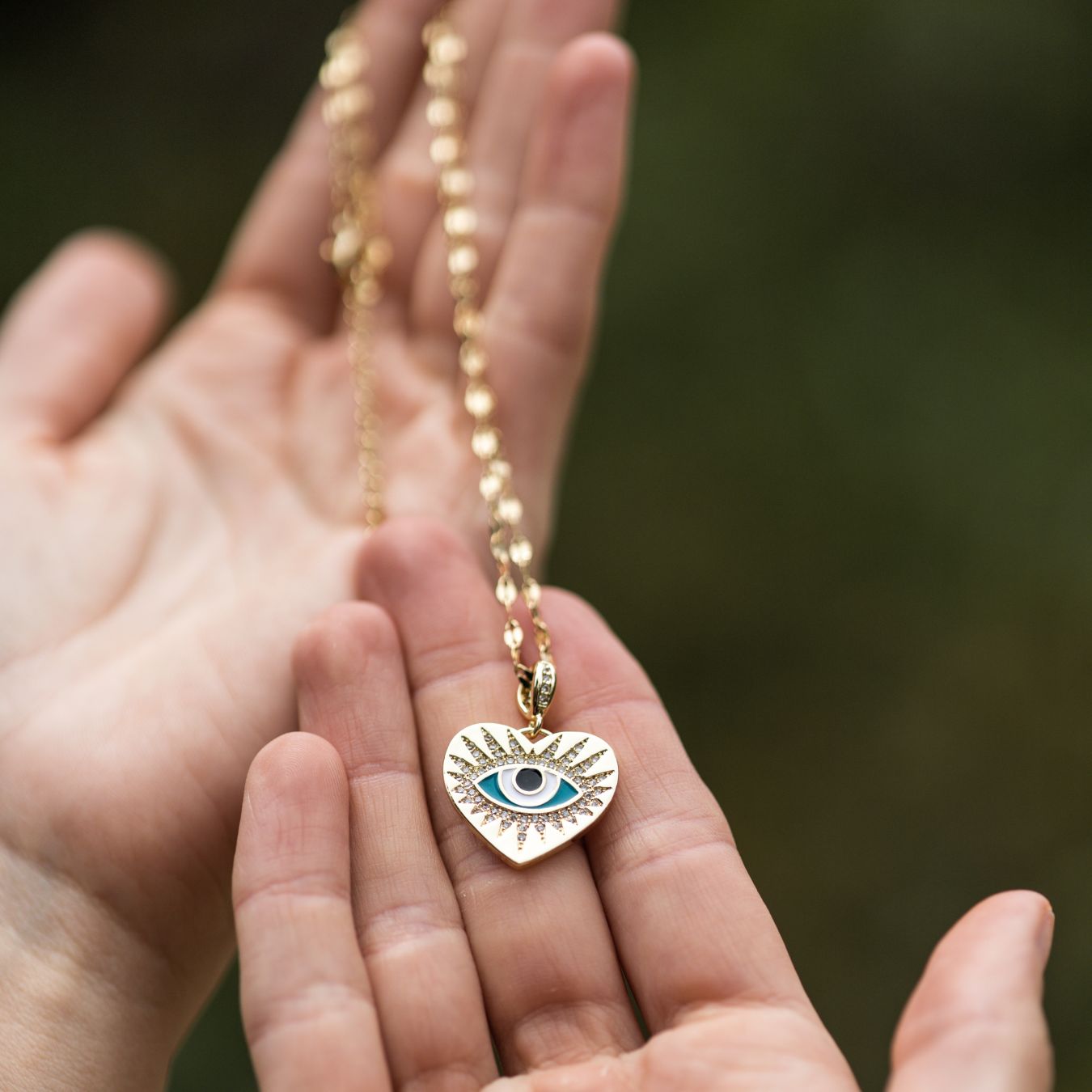 Halskette mit bösem Blick – Nazar-Herz – vergoldet