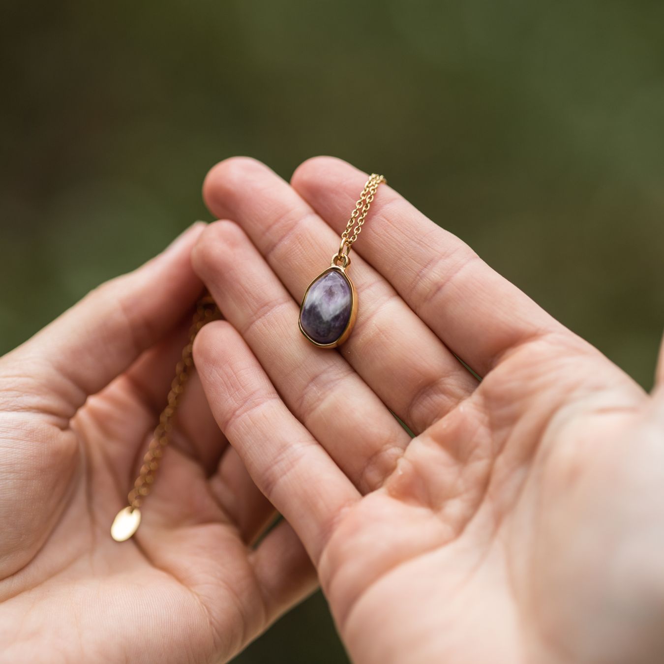 Amethyst-Halskette – 18 Karat vergoldet – Edelstein-Anhänger – Weisheit