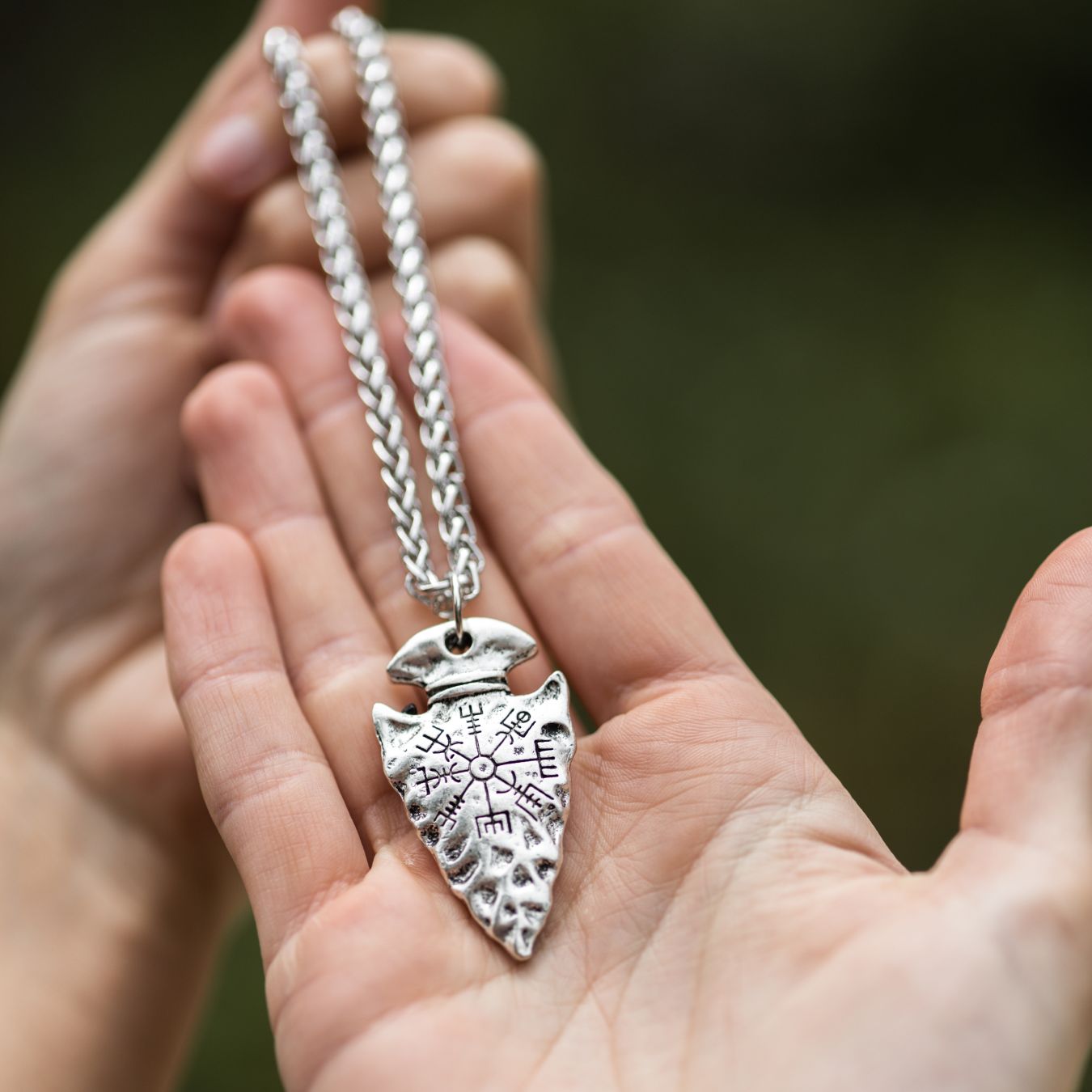 Speerspitzen-Halskette – Wikinger-Halskette – Vegvisir – Edelstahl