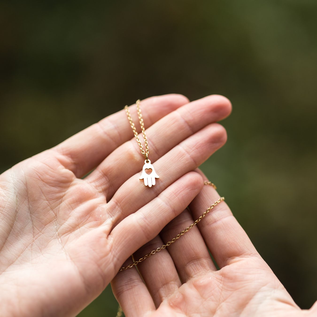 Hamsa-Halskette – Edelstahl – Hand der Fatima – Gold