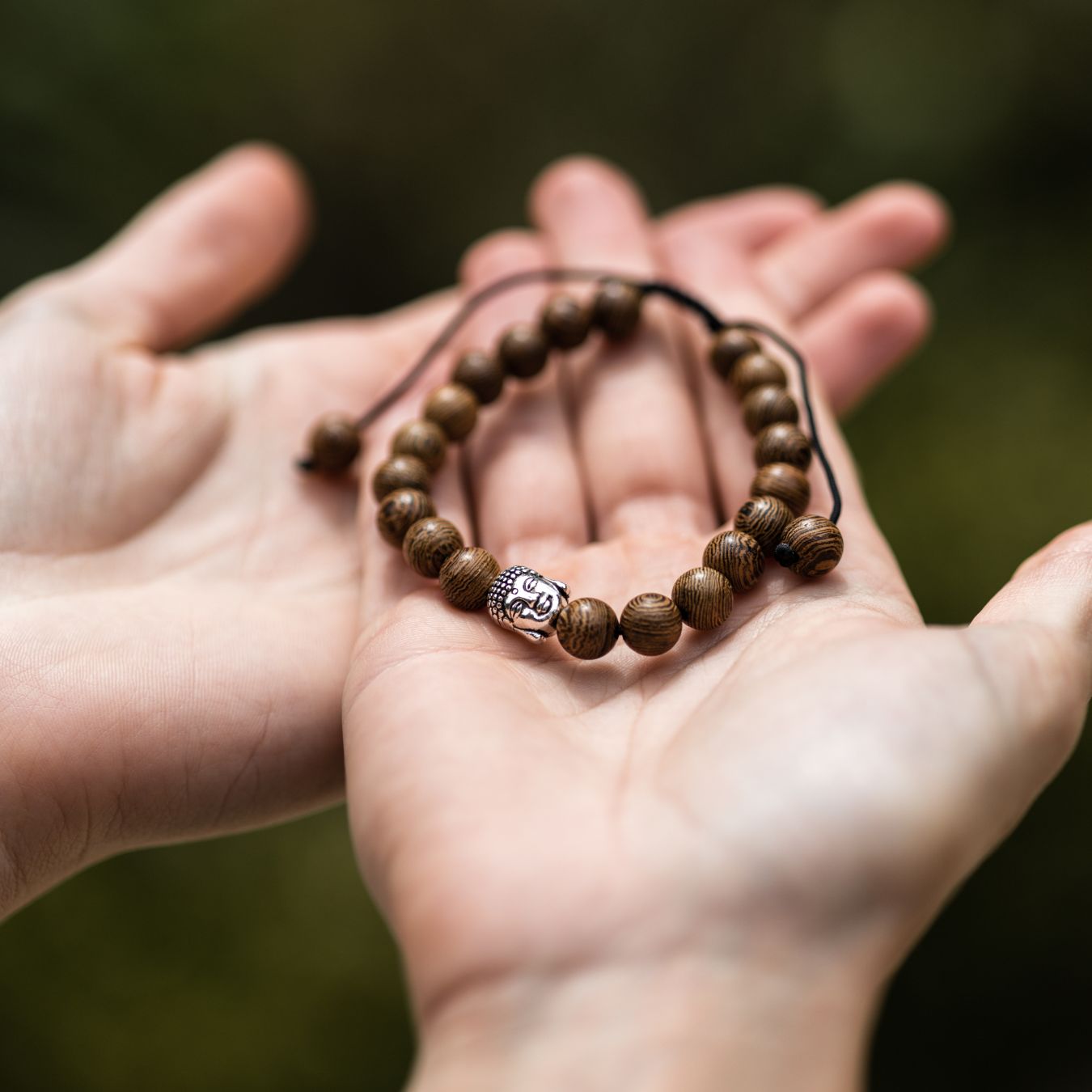Buddha-Armband – Wengeholz & Buddha – verstellbar
