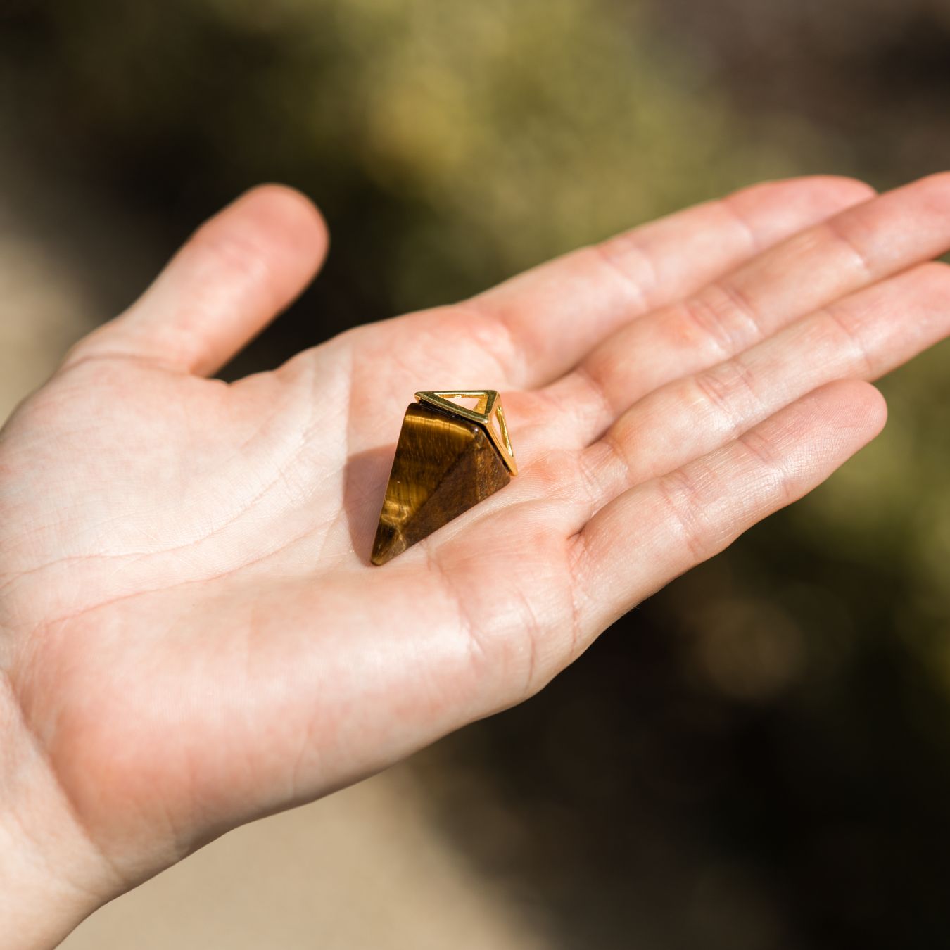 Tigerauge Anhänger - Anhänger Halskette - Goldene Pyramide
