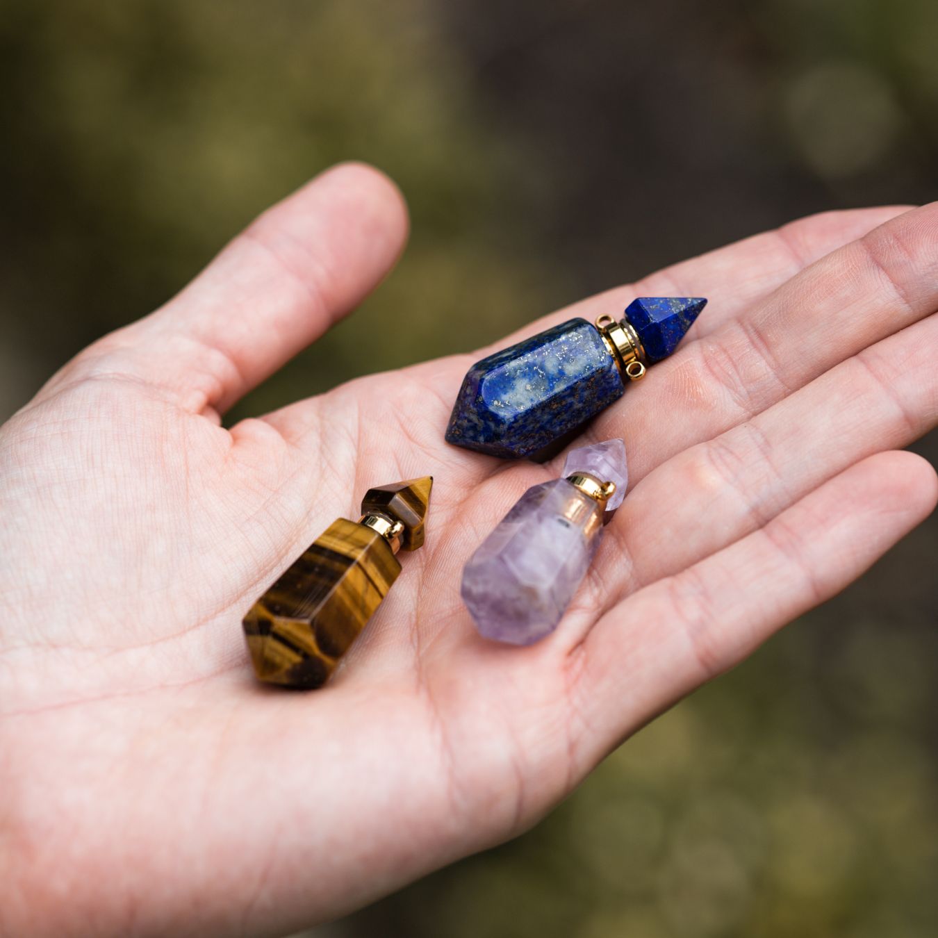 Amethyst-Halskettenanhänger – Edelstein-Elixier – Parfüm- und Asche-Anhänger
