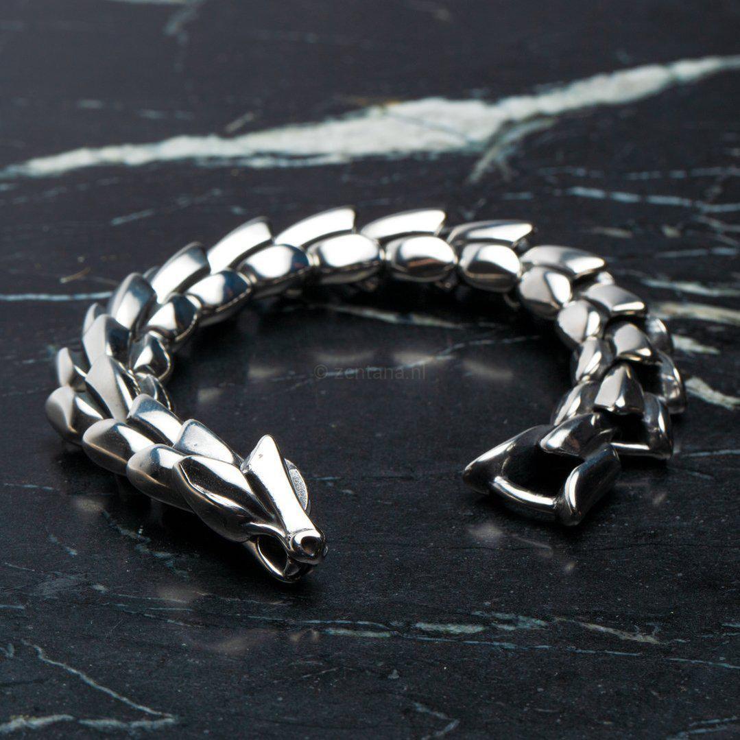 Armband Draak - Schakelarmband - Roestvrij Staal - Macht & Bescherming-Draken armband-19cm-Zentana