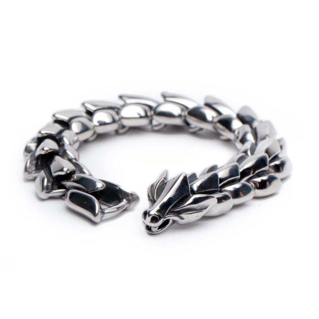 Armband Draak - Schakelarmband - Roestvrij Staal - Macht & Bescherming-Draken armband-19cm-Zentana