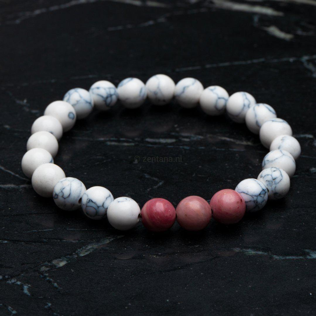 Balans Armband Edelstenen - Howliet & Rhodoniet - Positiviteit-Armband howliet rhodoniet-Zentana