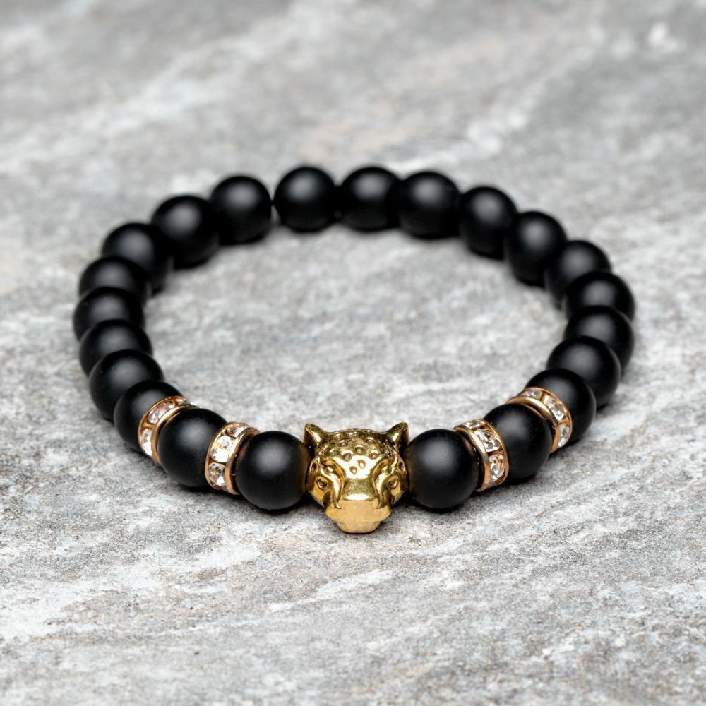 Balance-Armband - Onyx - Leopard goldfarben - Focus