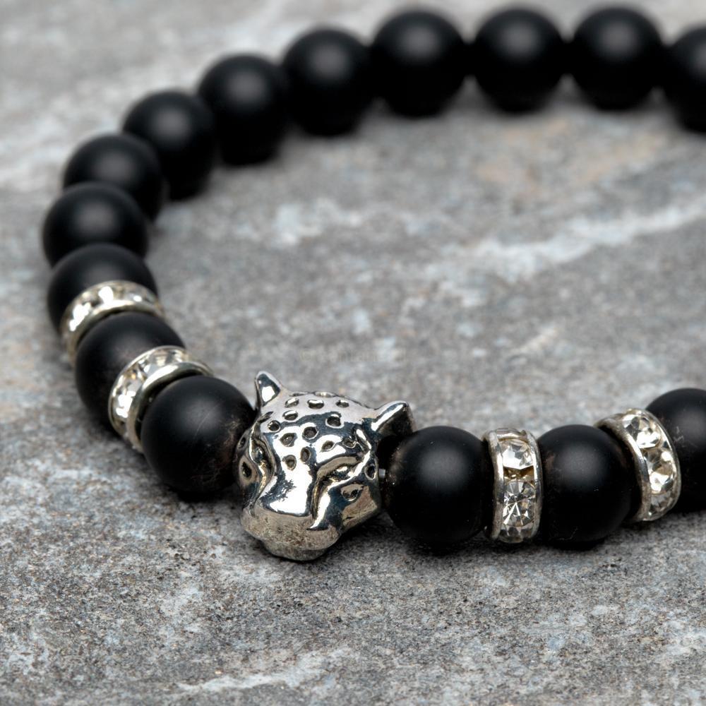 Balance-Armband - Onyx - Leopard Silberfarben - Focus