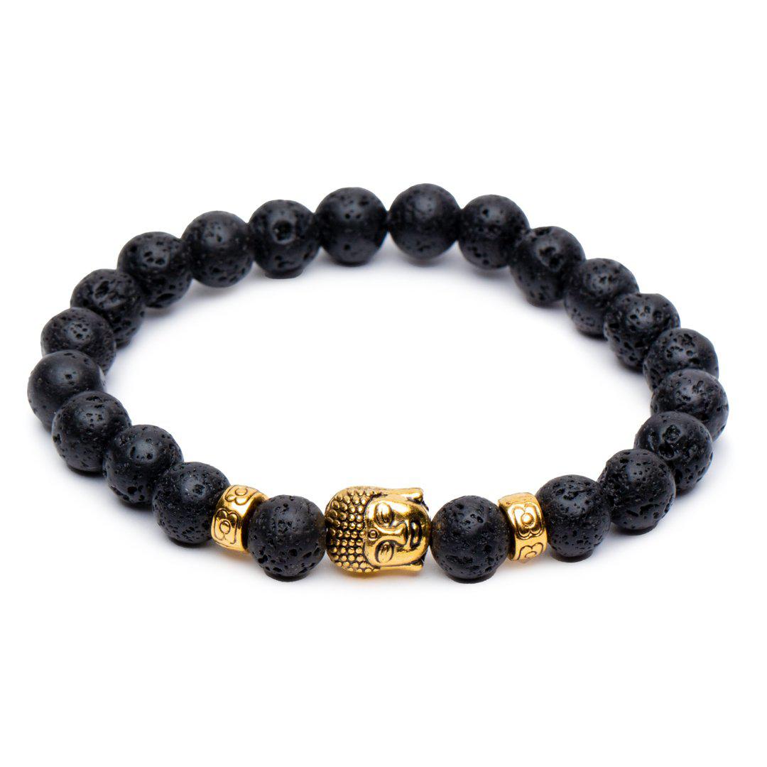 Boeddha Armband - Lavasteen Goudkleurig - Doorzetten-Boeddha armband-Zentana