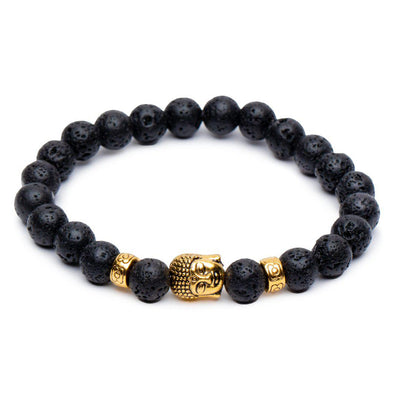 Boeddha Armband - Lavasteen Goudkleurig - Doorzetten-Boeddha armband-Zentana
