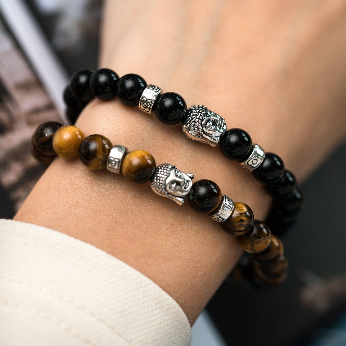 Boeddha Armband - Onyx Zilverkleurig - Anti Stress-Boeddha armband-Zentana