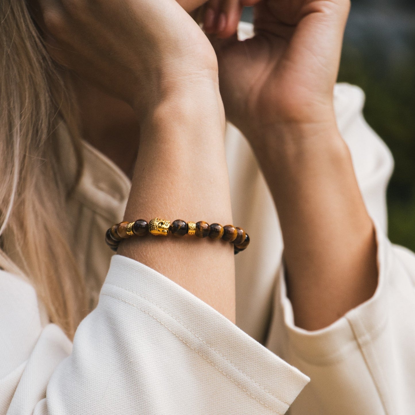 Buddha-Armband – Tigerauge Gold – Einsicht