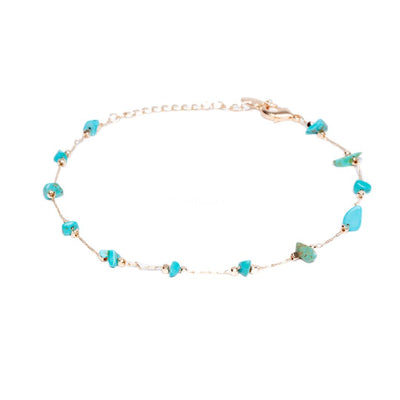 Enkelbandje - Voetenbandje Turkoois Edelstenen - Voetsieraad - Creativiteit-Enkelbandje turkoois-Zentana