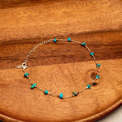 Enkelbandje - Voetenbandje Turkoois Edelstenen - Voetsieraad - Creativiteit-Enkelbandje turkoois-Zentana