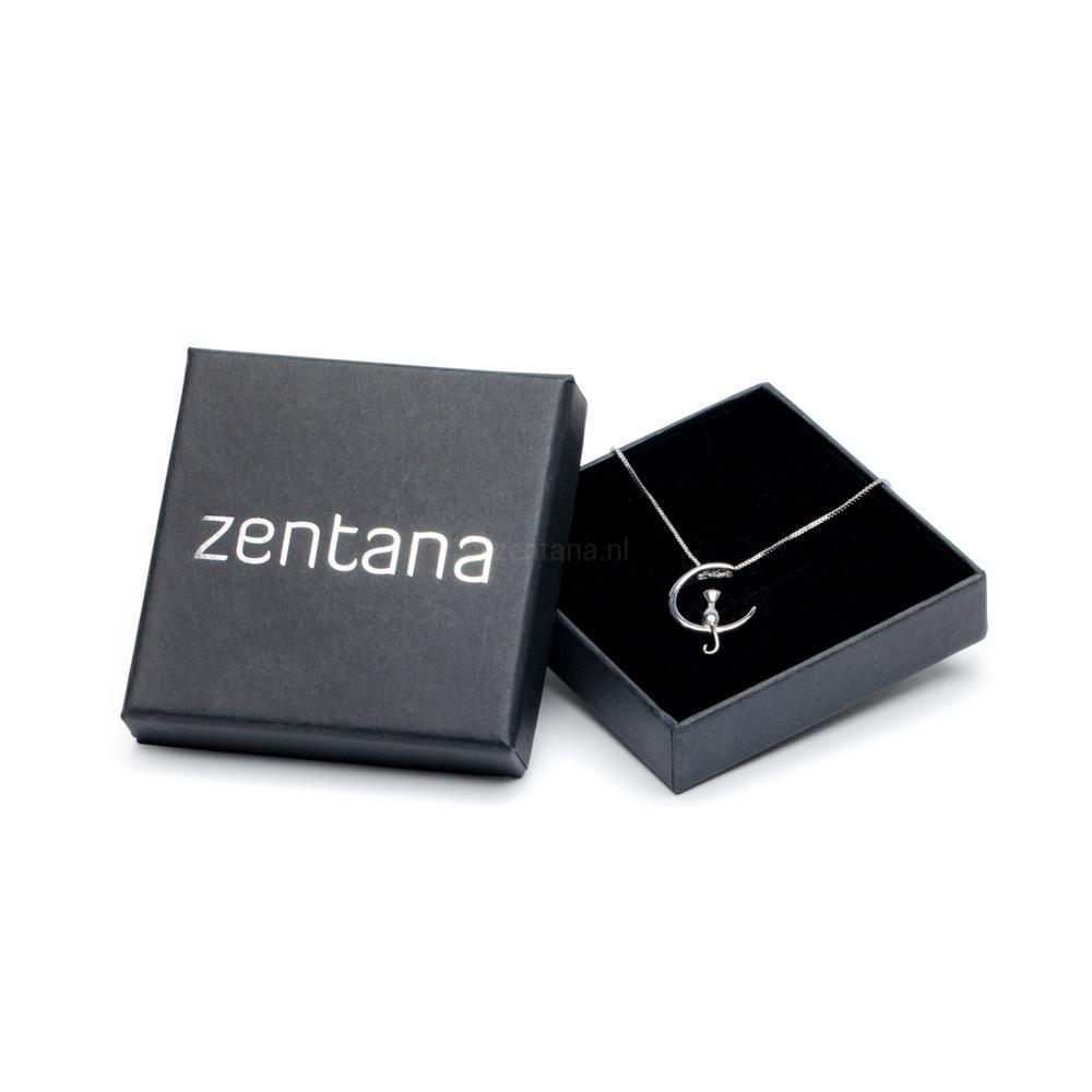 Kat Maan Ketting - 30% Zilver - 2 Stijlen-Ketting-Zilver-Zentana