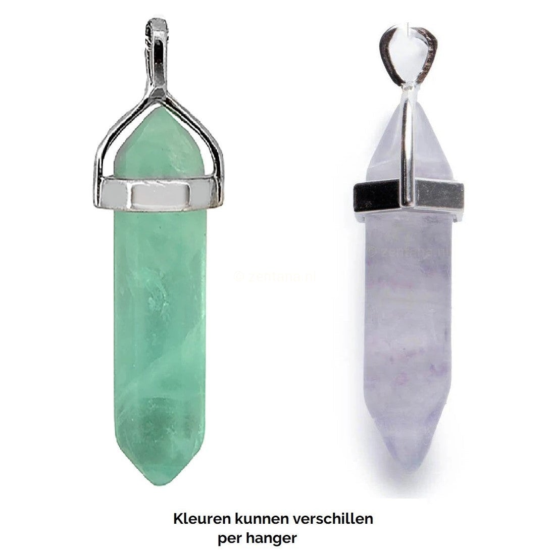 Ketting Hanger - Geslepen Fluoriet Hanger - Dubbelpunt Edelsteen Staafje - Balans-Dubbelpunt fluoriet hanger-Zentana